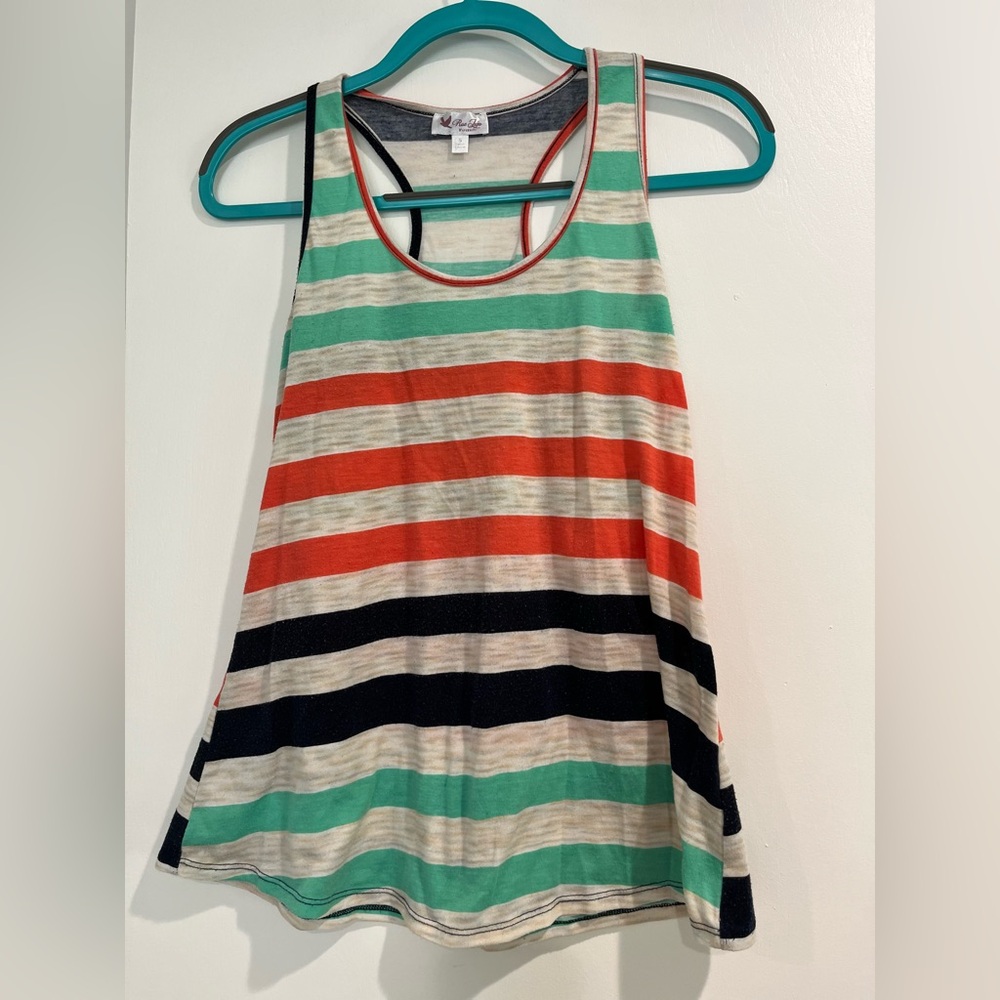 Green and Pink Sleeveless Boxy Maternity Tank Top Size Small
